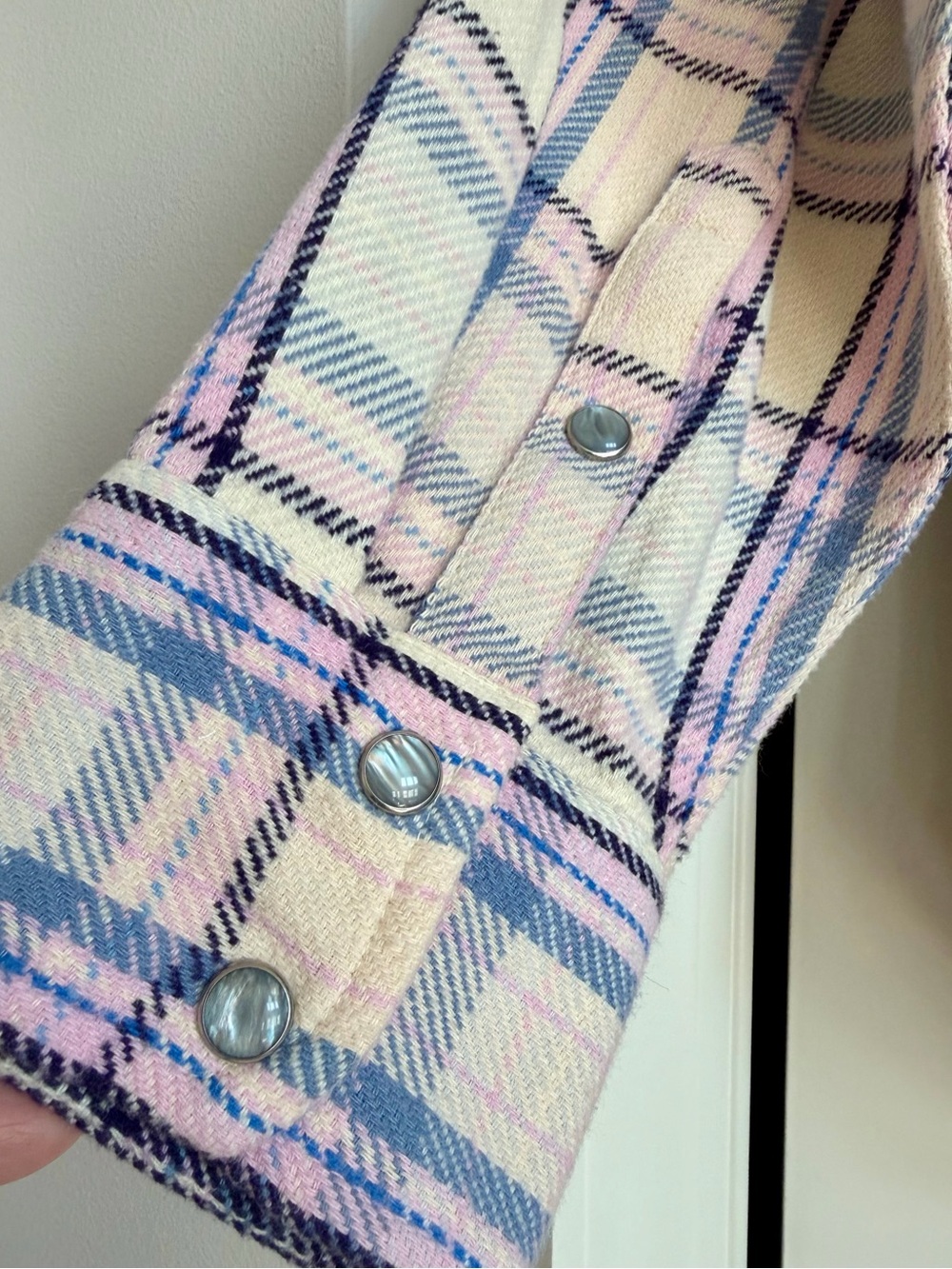 NWT J. Crew Lavender Plaid Pearl Snap Relaxed Shirt Shacket Women’s Size 12 / L - Picture 16 of 16